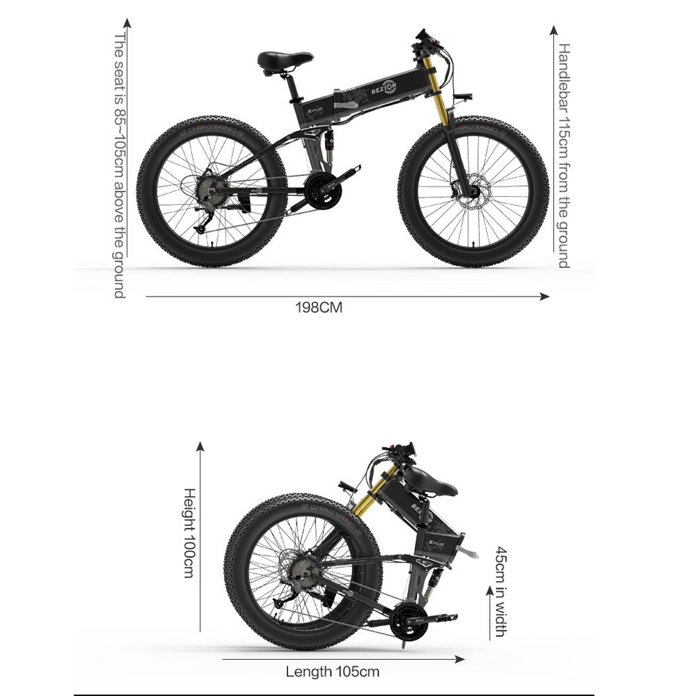 Bezior X Plus 1500W Bicicletta Elettrica da Montagna Pieghevole