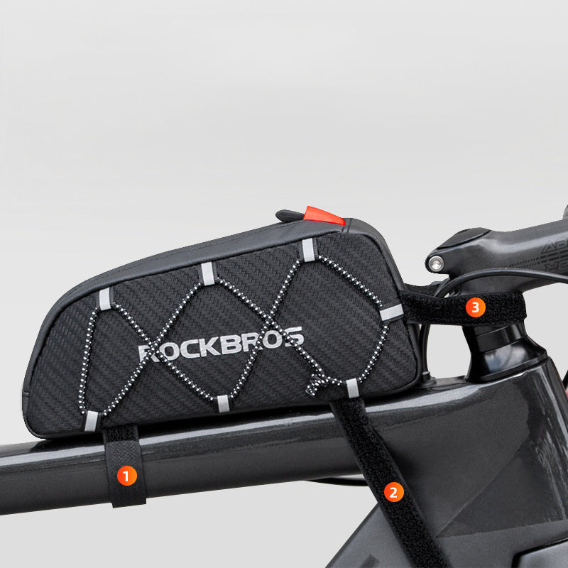 Bolsa de tubo de armação reflexiva à prova d'água para bicicleta
