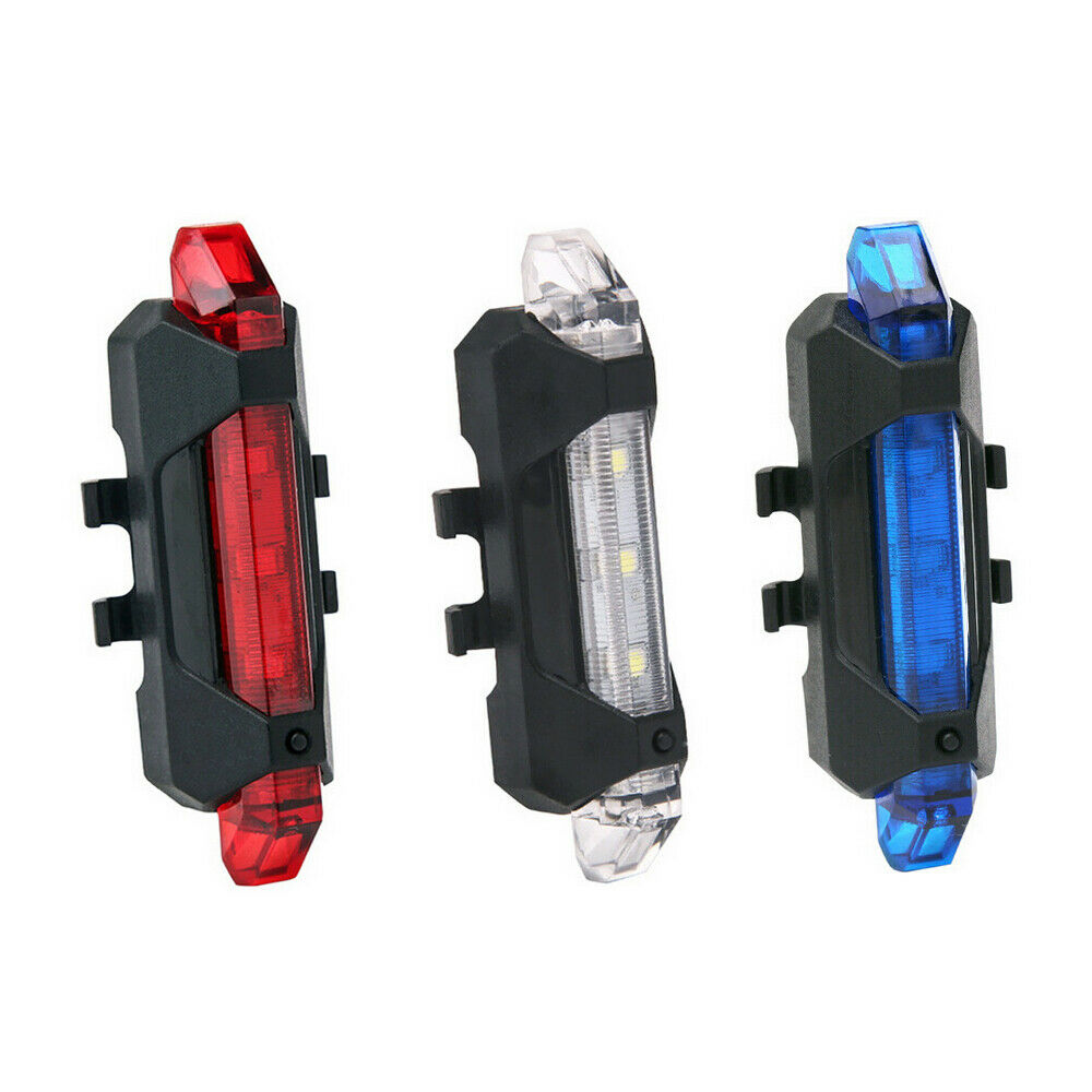 Rechargeable USB LED Bike Tail Red Light Cycling Back Multi LED Colour